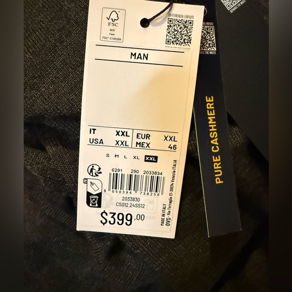 Piombo 100% Cashmere Men's XXL Deep Gray Crewneck Sweater - Picture 5 of 5